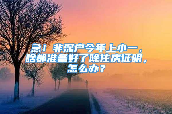 急！非深戶今年上小一，啥都準(zhǔn)備好了除住房證明，怎么辦？