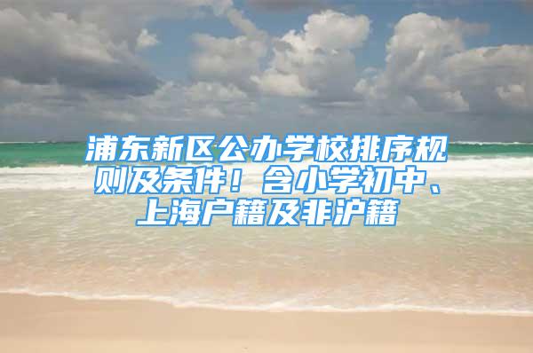 浦東新區(qū)公辦學(xué)校排序規(guī)則及條件！含小學(xué)初中、上海戶籍及非滬籍