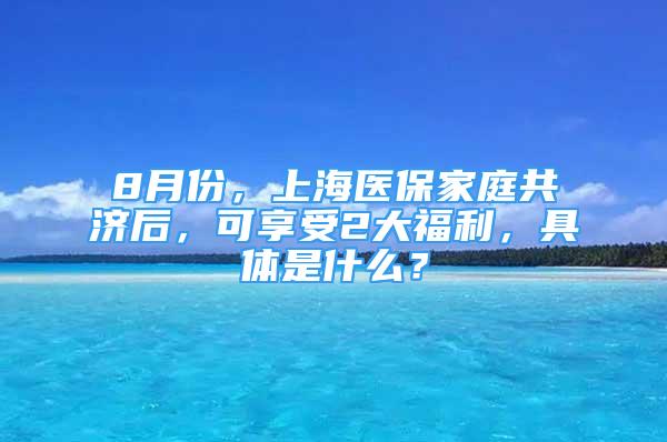 8月份，上海醫(yī)保家庭共濟(jì)后，可享受2大福利，具體是什么？