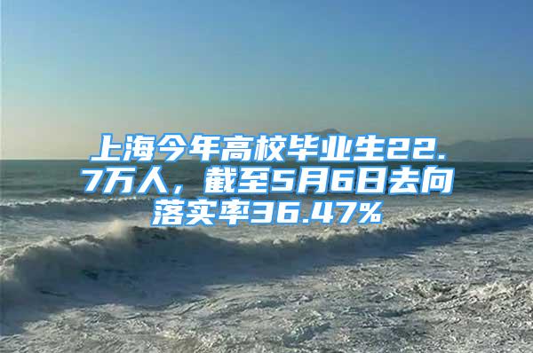 上海今年高校畢業(yè)生22.7萬人，截至5月6日去向落實率36.47%