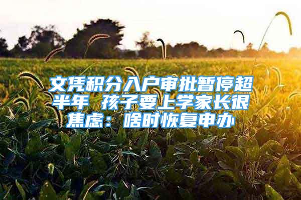 文憑積分入戶審批暫停超半年 孩子要上學(xué)家長(zhǎng)很焦慮：啥時(shí)恢復(fù)申辦