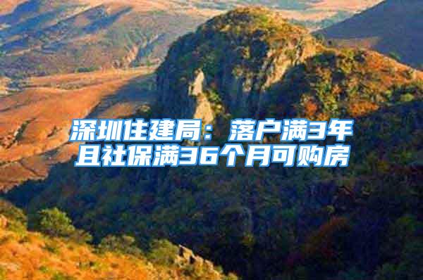 深圳住建局：落戶滿3年且社保滿36個(gè)月可購房