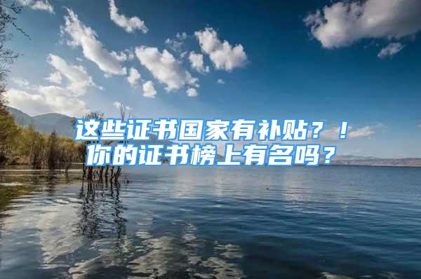 這些證書國家有補(bǔ)貼？！你的證書榜上有名嗎？