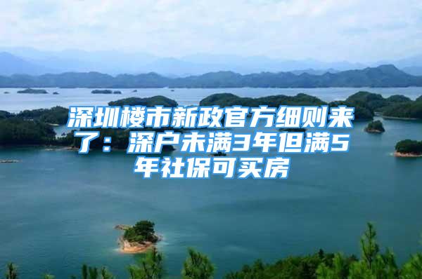 深圳樓市新政官方細(xì)則來了：深戶未滿3年但滿5年社保可買房