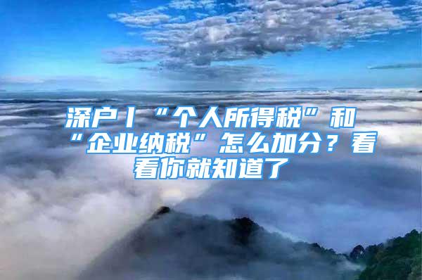 深戶丨“個人所得稅”和“企業(yè)納稅”怎么加分？看看你就知道了