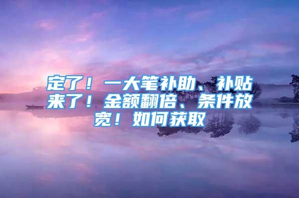 定了！一大筆補助、補貼來了！金額翻倍、條件放寬！如何獲取→