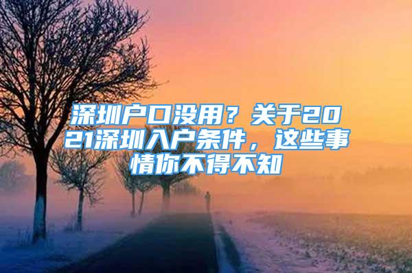 深圳戶口沒用？關(guān)于2021深圳入戶條件，這些事情你不得不知