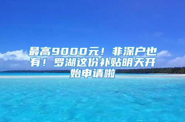 最高9000元！非深戶也有！羅湖這份補(bǔ)貼明天開始申請(qǐng)啦