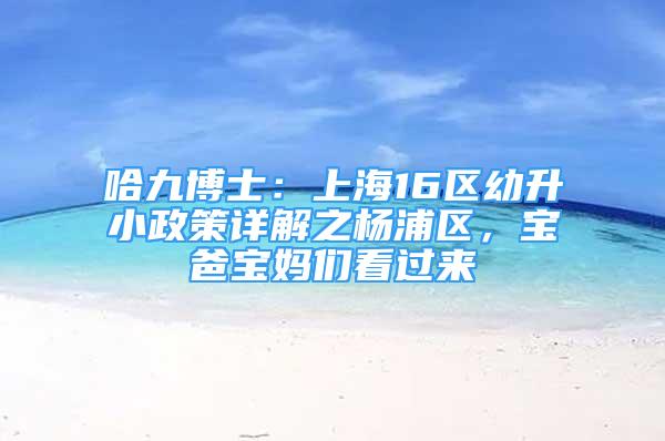 哈九博士：上海16區(qū)幼升小政策詳解之楊浦區(qū)，寶爸寶媽們看過來