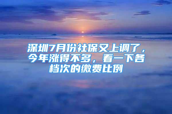 深圳7月份社保又上調(diào)了，今年漲得不多，看一下各檔次的繳費(fèi)比例