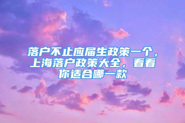 落戶不止應(yīng)屆生政策一個(gè)，上海落戶政策大全，看看你適合哪一款