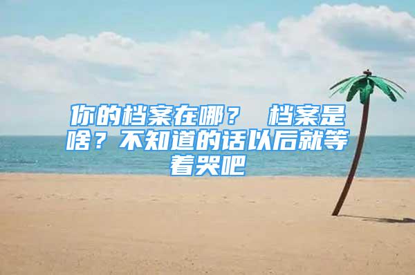 你的檔案在哪？ 檔案是啥？不知道的話以后就等著哭吧