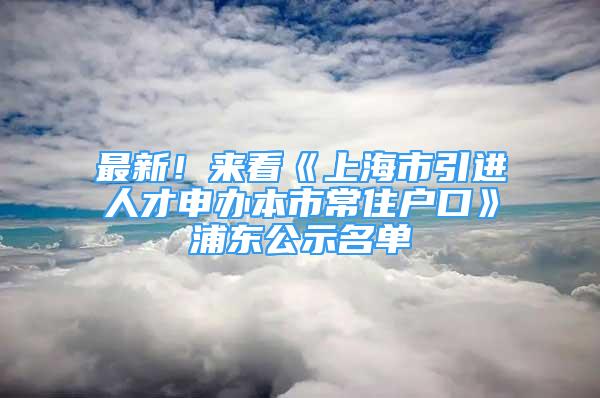 最新！來看《上海市引進(jìn)人才申辦本市常住戶口》浦東公示名單