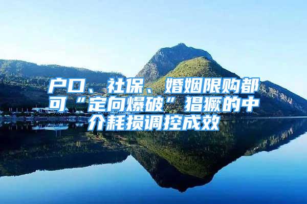 戶口、社保、婚姻限購(gòu)都可“定向爆破”猖獗的中介耗損調(diào)控成效