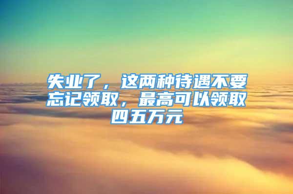 失業(yè)了，這兩種待遇不要忘記領取，最高可以領取四五萬元