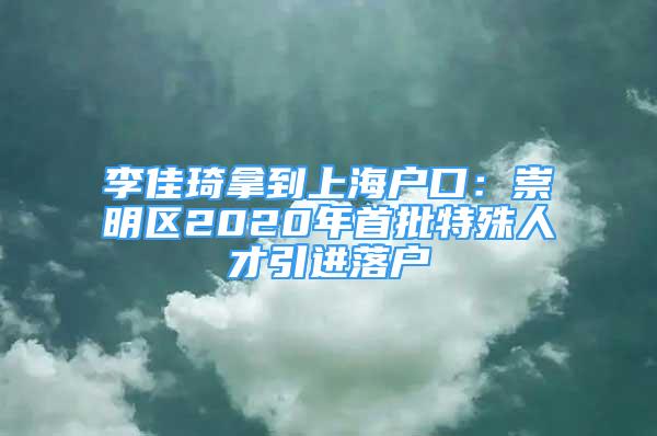 李佳琦拿到上海戶口：崇明區(qū)2020年首批特殊人才引進落戶