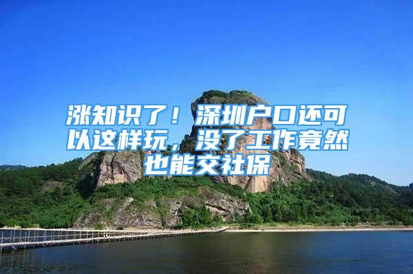 漲知識了！深圳戶口還可以這樣玩，沒了工作竟然也能交社保