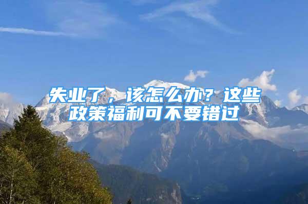 失業(yè)了，該怎么辦？這些政策福利可不要錯(cuò)過(guò)