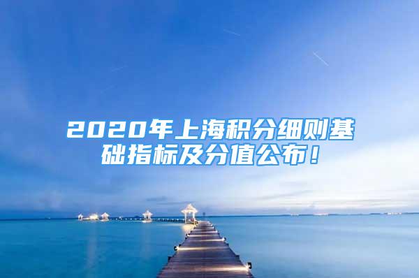 2020年上海積分細則基礎(chǔ)指標及分值公布！