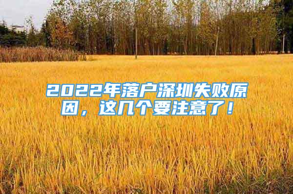 2022年落戶深圳失敗原因，這幾個要注意了！