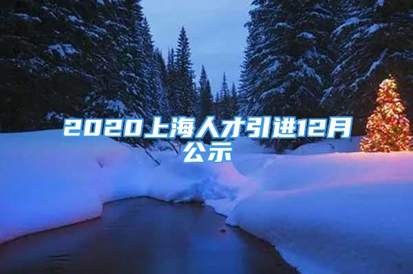 2020上海人才引進12月公示