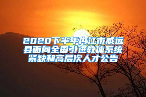 2020下半年內(nèi)江市威遠縣面向全國引進教體系統(tǒng)緊缺和高層次人才公告