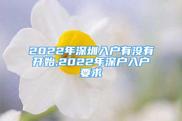 2022年深圳入戶有沒有開始,2022年深戶入戶要求