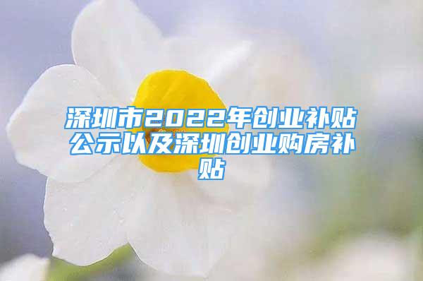 深圳市2022年創(chuàng)業(yè)補(bǔ)貼公示以及深圳創(chuàng)業(yè)購房補(bǔ)貼