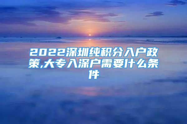 2022深圳純積分入戶政策,大專入深戶需要什么條件