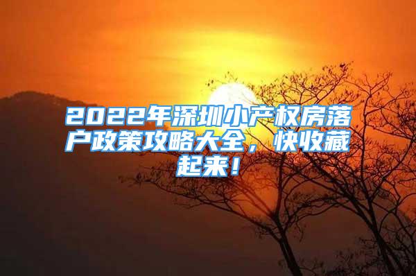 2022年深圳小產(chǎn)權(quán)房落戶政策攻略大全，快收藏起來(lái)！