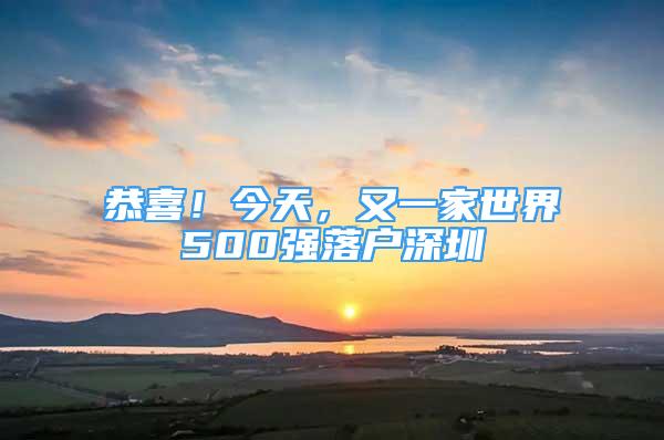 恭喜！今天，又一家世界500強落戶深圳