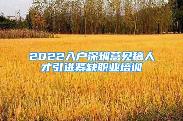 2022入戶(hù)深圳意見(jiàn)稿人才引進(jìn)緊缺職業(yè)培訓(xùn)