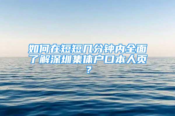 如何在短短幾分鐘內全面了解深圳集體戶口本人頁？