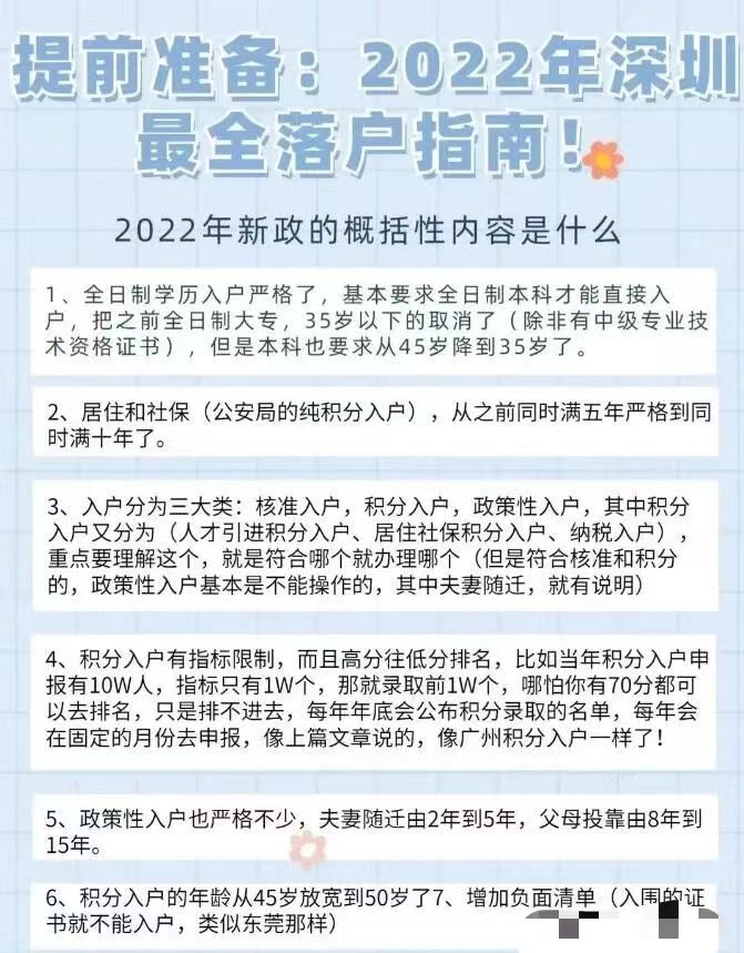 2022年深圳深圳入戶《意見稿》最新內(nèi)容!