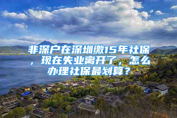 非深戶在深圳繳15年社保，現(xiàn)在失業(yè)離開(kāi)了，怎么辦理社保最劃算？