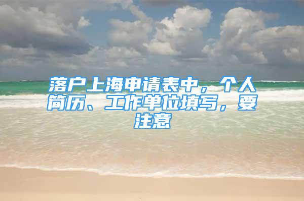 落戶上海申請表中，個人簡歷、工作單位填寫，要注意