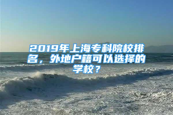 2019年上海專科院校排名，外地戶籍可以選擇的學校？