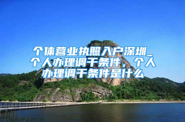 個體營業(yè)執(zhí)照入戶深圳_個人辦理調(diào)干條件，個人辦理調(diào)干條件是什么