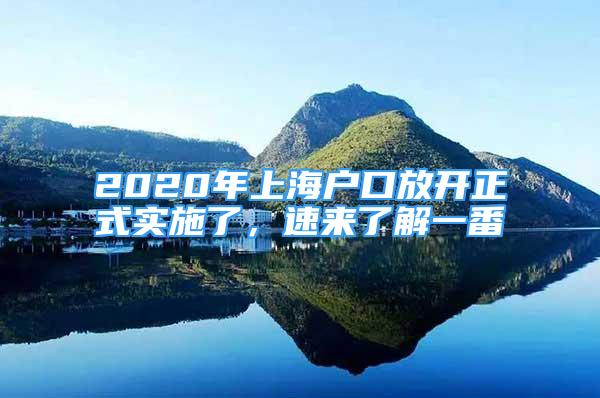 2020年上海戶口放開正式實(shí)施了，速來了解一番