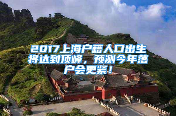 2017上海戶籍人口出生將達(dá)到頂峰，預(yù)測(cè)今年落戶會(huì)更緊！