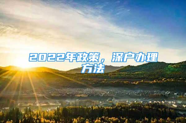 2022年政策，深戶辦理方法