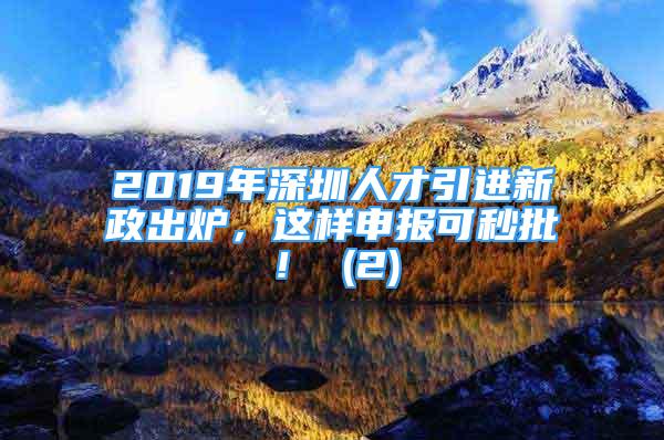 2019年深圳人才引進新政出爐，這樣申報可秒批！ (2)