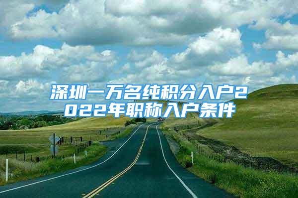 深圳一萬名純積分入戶2022年職稱入戶條件