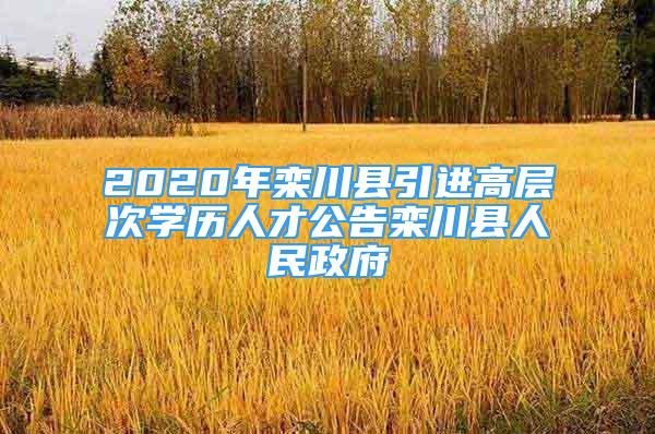 2020年欒川縣引進高層次學(xué)歷人才公告欒川縣人民政府