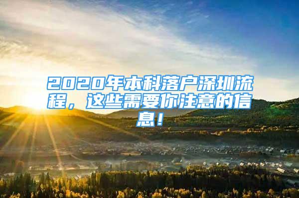 2020年本科落戶深圳流程，這些需要你注意的信息！