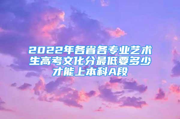 2022年各省各專業(yè)藝術生高考文化分最低要多少才能上本科A段