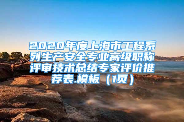 2020年度上海市工程系列生產(chǎn)安全專業(yè)高級(jí)職稱評(píng)審技術(shù)總結(jié)專家評(píng)價(jià)推薦表.模板（1頁）