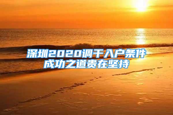 深圳2020調(diào)干入戶條件成功之道貴在堅持