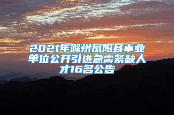 2021年滁州鳳陽縣事業(yè)單位公開引進(jìn)急需緊缺人才16名公告