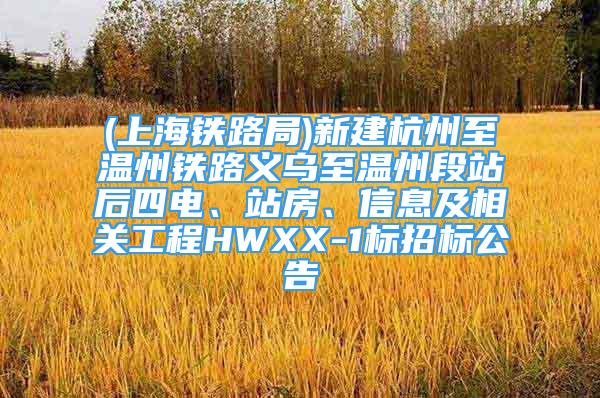 (上海鐵路局)新建杭州至溫州鐵路義烏至溫州段站后四電、站房、信息及相關(guān)工程HWXX-1標(biāo)招標(biāo)公告